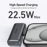 Anker Powercore 5000mAh 22.5W Fast Charge Portable Nano Power Bank Built In USB Type C Connector, Black, A1653H11 - Image 3