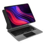 Moxedo Magic Wireless Keyboard With Smart Multi Touch Trackpad USB C Charging Port RGB Backlight With Leather Back Case Compatible For iPad 13 Air 2024, iPad 12.9 Pro, ‎KB011-13AI