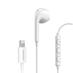 Moxedo Mono Stereo Earphone Lightning Connector Earphone In-Line Remote, Built-in Microphone Compatible for iPhone 14/13/12/11 Pro Max/X/XS Max/XR - White