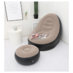 INTEX ZX-68564 2 In 1 Chair Air Sofa Ultralounge JA184 Inflatable Chair Combination Sofa with Footrest - Black and Beige