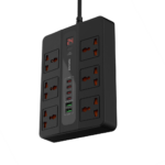 Porodo 6 AC 2 USB-A 24W & 4 USB-C PD 36W Multi-Port Super Hub 3M 3000W UK - Black