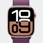 Apple Watch Series 10 GPS + Cellular 42mm Rose Gold Aluminum Case with Plum Sport Loop - MWXC3
