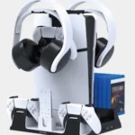 Green Lion Multifunctional Cooling Stand With Charging Station for PS5 & PS5 Slim | 2x Controller Charging Stations | PS5 Media Remote Holder | Headphone Holder | GNPS5CSTDWH - White