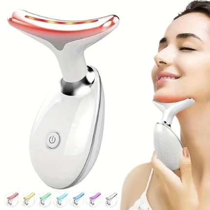 7LED Color Vibration Neck Device Skin Beauty Device Face Massager Face And Neck Massager, Perfect for Giving As a Gift