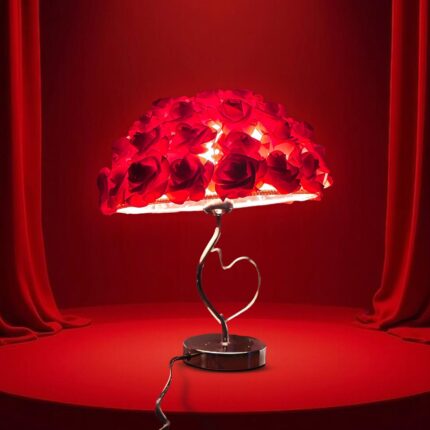 Rose Flower Table Lamp, Romantic Bouquet Night Light, Artificial Rose Night Light, Gift for Valentine's Day, Dating, Party, Home, Bedroom, Wedding Decor (Red)