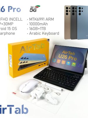 AirTab U26 Pro PC Android Tablet Android 15 OS, 10.1 FHD Incell, 16GB RAM, 1TB ROM, 13MP And 30MP Camera, 10000mAh Battery