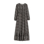 Women's Spring Summer Floral Print Dress Round Neck Long Sleeve Maxi Party Dresses