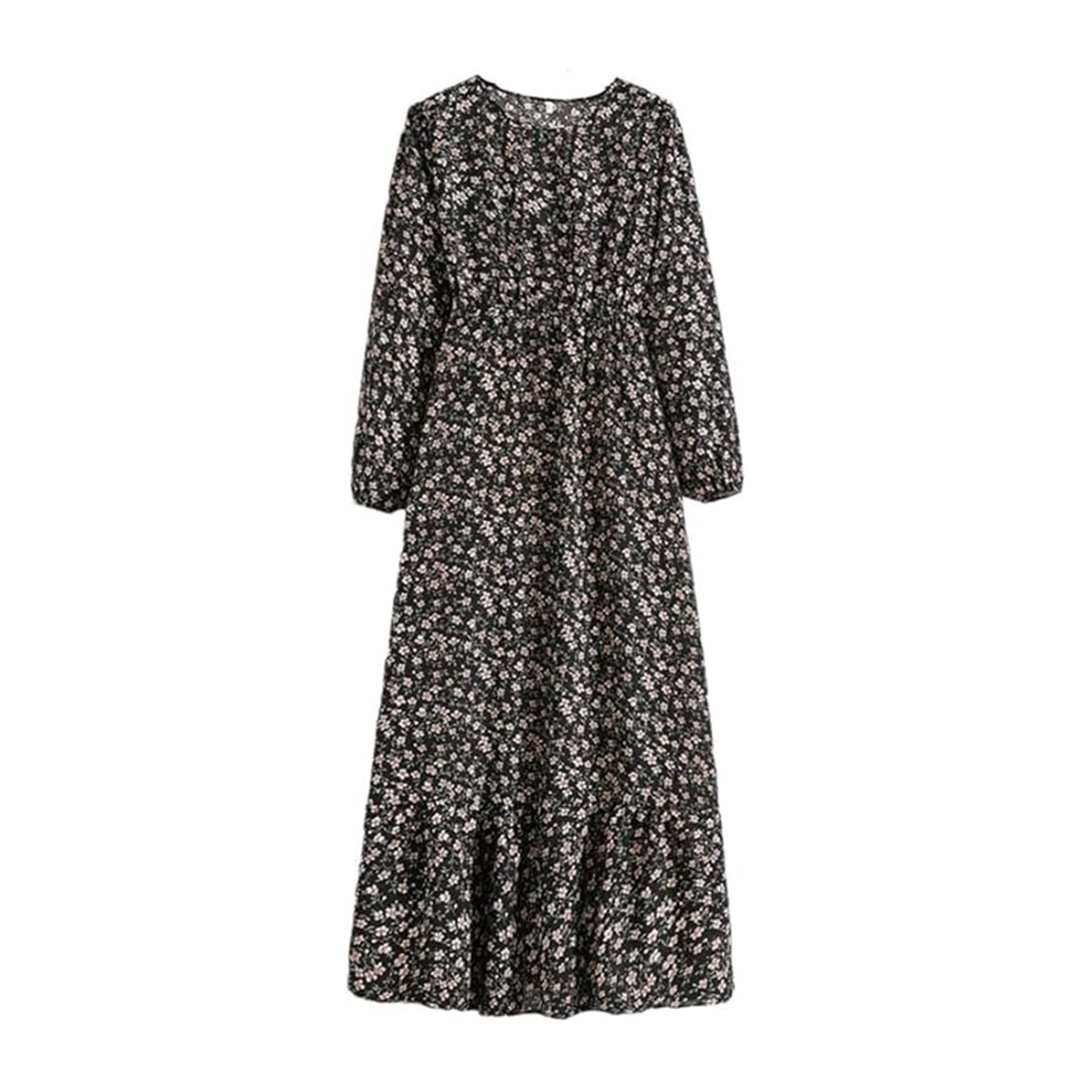 Women's Spring Summer Floral Print Dress Round Neck Long Sleeve Maxi Party Dresses Women's Spring Summer Floral Print Dress Round Neck Long Sleeve Maxi Party Dresses