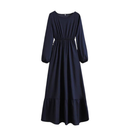 Women's Spring Summer Floral Print Dress Round Neck Long Sleeve Maxi Party Dresses