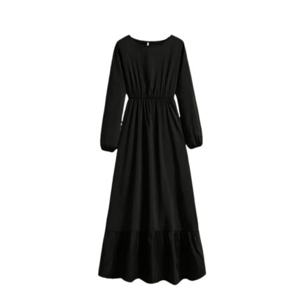 Women's Spring Summer Floral Print Dress Round Neck Long Sleeve Maxi Party Dresses