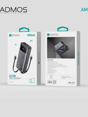 Admoss 22.5W Fast Charging Power Bank – High Capacity 20000mAh Portable Charger with Dual USB Cables for Travel