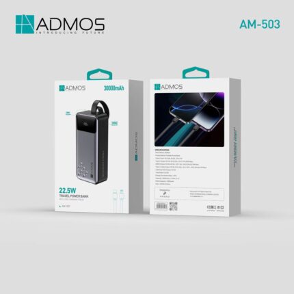 Admos 30000mAh Power Bank Qatar | 22.5W Fast Charging Travel Powerbank with Dual Cables