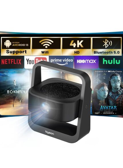 Byson Smart Projector 4K HDR Qatar with Android 13 and 5G WiFi