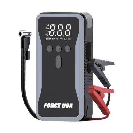 FORCE USA Jump Starter Qatar with 12000mAh battery and 150PSI air compressor"