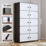 Storage Cabinet with 5 Layer Functional Plastic Organizer for Clothes, Shoes, and Wardrobes - Image 2