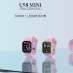 Modio U98 MINI 36mm Smartwatch Combo for Ladies and Girls – Stylish Pink Wearable with 4 Interchangeable Straps, Wireless Charger, Fitness & Health Tracking, Notifications, and Compact Elegant Design