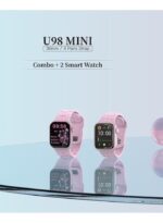 Modio U98 MINI 36mm Smartwatch Combo for Ladies and Girls – Stylish Pink Wearable with 4 Interchangeable Straps, Wireless Charger, Fitness & Health Tracking, Notifications, and Compact Elegant Design