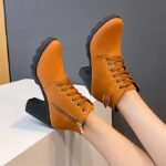 Ladies' Square Heel Ankle Boots with Side Zipper - Comfortable Rubber Sole And Fabric Lining - Casual Platform Short Boots - Image 3