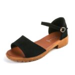 Women's Fashion Buckle Strap Heeled Sandals Slip-On Shoes - Image 6