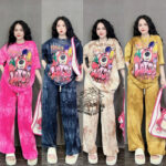 Factory Direct Foreign Trade New Summer Women's Tops Pants Comfortable Casual Loose Tie-Dye Fashion Cartoon Clothes Set