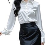 Satin Office Shirt Women's Long Sleeve Professional Blouse