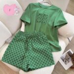 Women's Cross-Border Summer Short-Sleeved Embroidered Pajamas Elastic Waist Two-Piece - Image 8