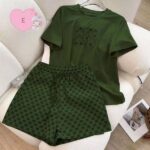 Women's Cross-Border Summer Short-Sleeved Embroidered Pajamas Elastic Waist Two-Piece - Image 7