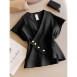Korean style women's casual blouse short sleeve fashion top