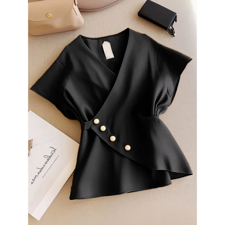 Korean style women's casual blouse short sleeve fashion top