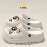Cute white EVA clogs sandals with cartoon charms for kids and women Qatar