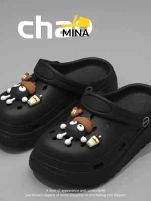 Cute white EVA clogs sandals with cartoon charms for kids and women Qatar
