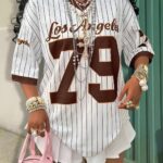Vintage Pinstripe Baseball Style Jersey