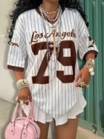 Vintage Pinstripe Baseball Style Jersey
