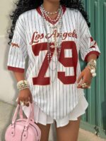 Vintage Pinstripe Baseball Style Jersey - Image 4