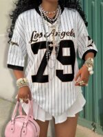Vintage Pinstripe Baseball Style Jersey - Image 3