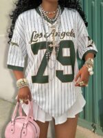 Vintage Pinstripe Baseball Style Jersey - Image 2