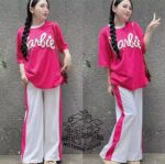 Women's Casual Loose Fit T-Shirt with Wide Leg Pants
