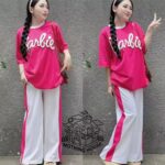 Women's Casual Loose Fit T-Shirt with Wide Leg Pants