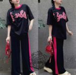 Women's Casual Loose Fit T-Shirt with Wide Leg Pants - Image 2
