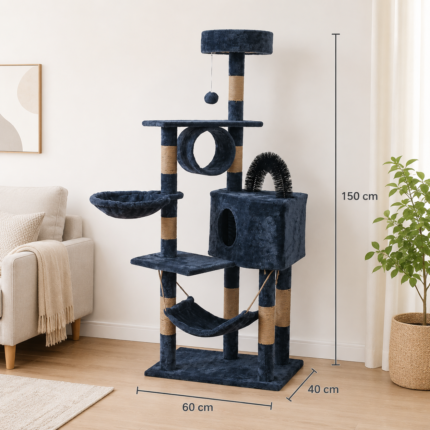 Indoor cat tree tower with house and scratching board Qatar