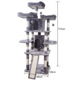 Large Cat Tree with 2 Condos, Scratching Posts & Ramp, Light Grey - Image 3