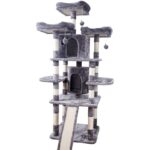 Large Cat Tree with 2 Condos, Scratching Posts & Ramp, Light Grey - Image 4